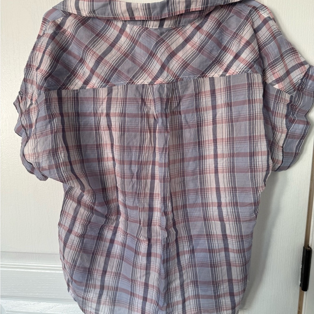 Anthropologie Cloth & Stone Plaid Shirt in Mauve and White - Picture 7 of 7